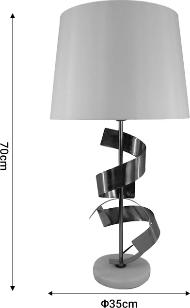 Llambë tavoline e ndriçuar Inart E27, metal i artë - pëlhurë e bardhë, D35x70cm