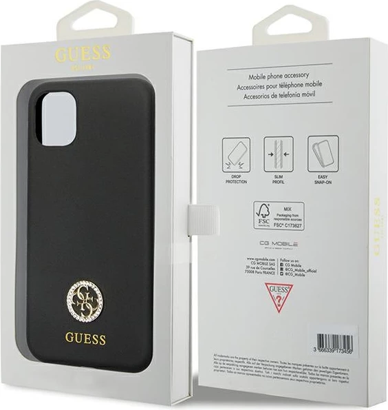 Mbështjellës Guess GUHCN614DGPK për iPhone 11/XR, silikon, i zi