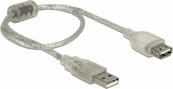Kabllo zgjatëse USB DeLOCK 68623, USB-A mashkull në USB-A femër, 0.3m, USB 2.0, transparente