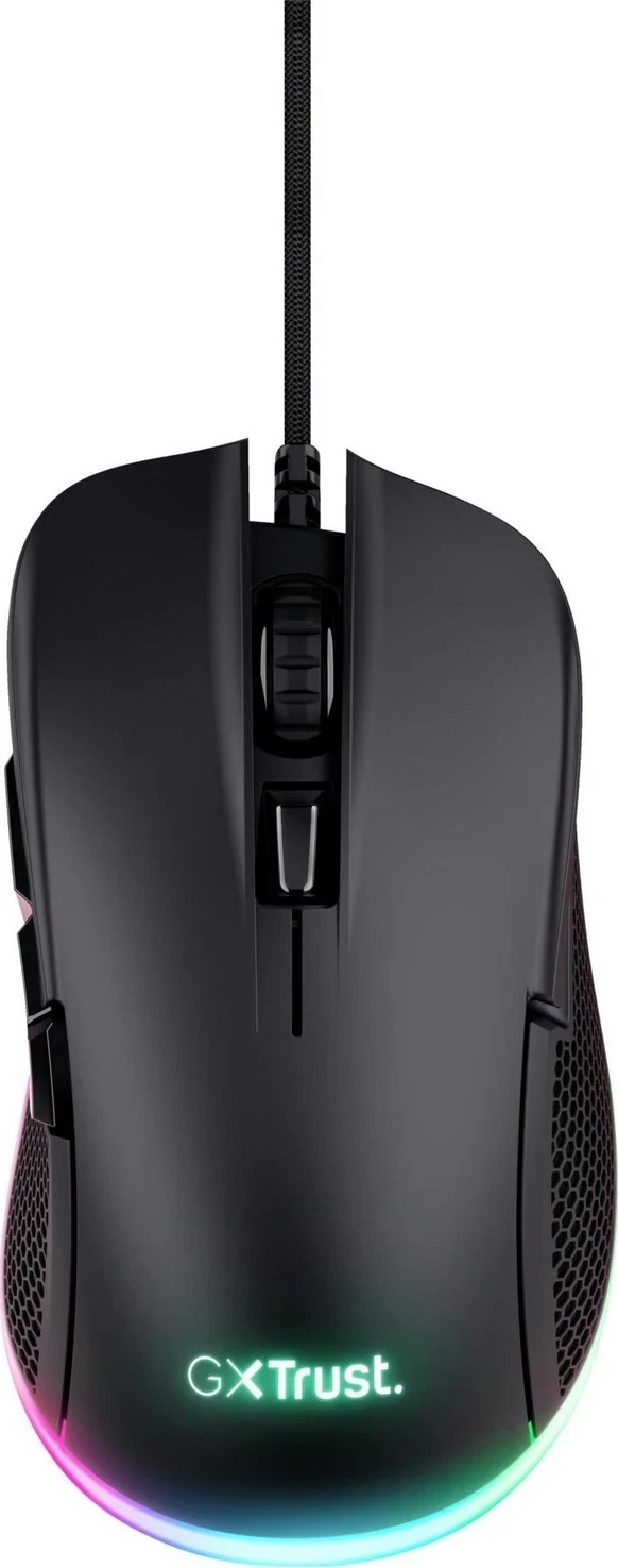 Maus për lojëra Trust GXT922 Ybar, me dritë RGB, i zi
