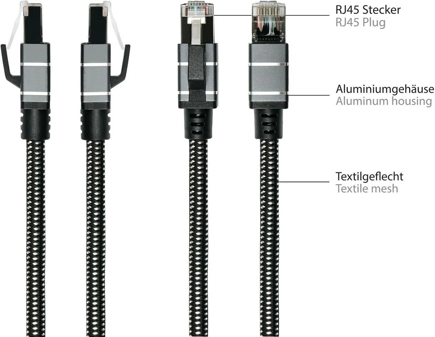 Kabllo Ethernet GoodConnections USB-C në RJ45, 1.5 m, Gigabit, e thurur, antracit
