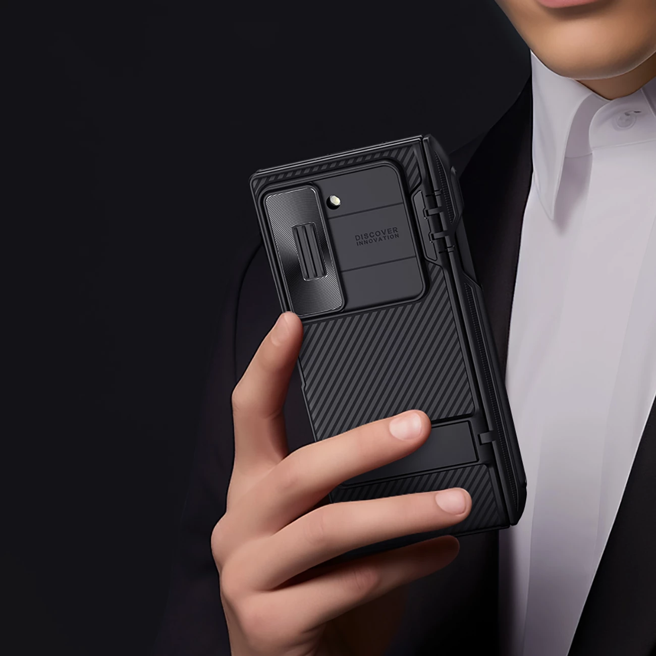 Mbështjellës Nillkin CamShield Fold Case për Samsung Galaxy Z Fold 6 5G me mbajtëse për stilolaps, e zezë