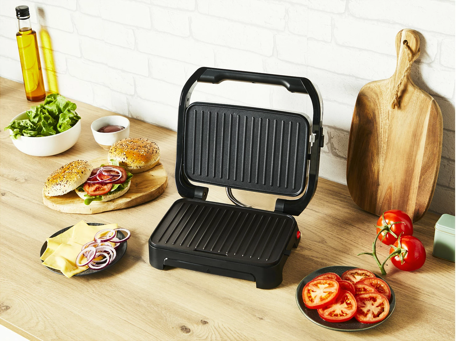 Grill kontakt Tefal Inicio Compact GC270D, 1000W, i zi dhe inox