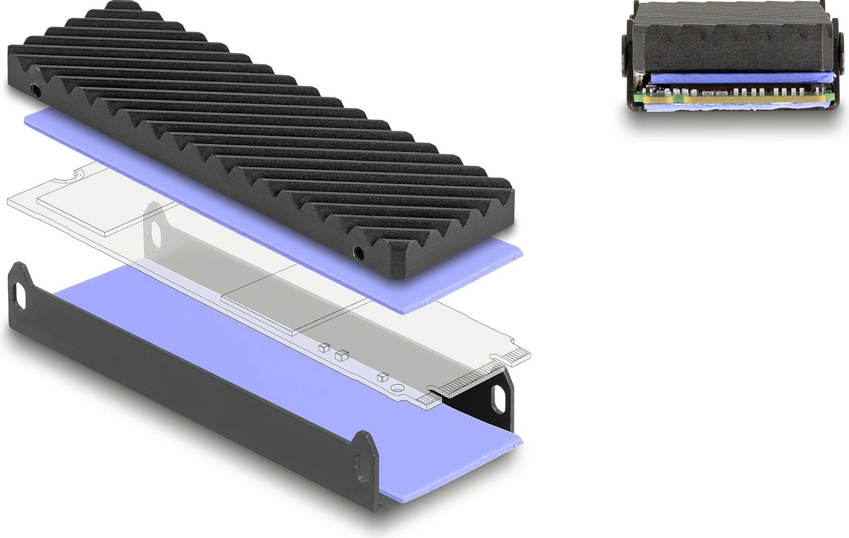 Kasë për SSD DeLOCK USB Type-C/USB4 40Gbps për M.2 NVMe (2242/2260/2280), e zezë/gri
