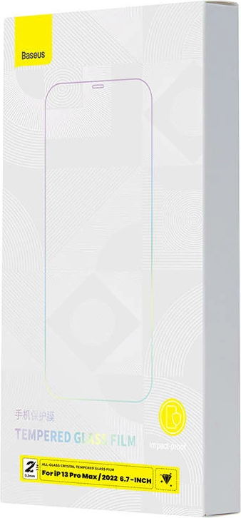 Mbrojtës ekrani xham i temperuar, Baseus Crystal SGBL100202, 0.3 mm, për iPhone 14 Plus/13 Pro Max, paketë 2 copë