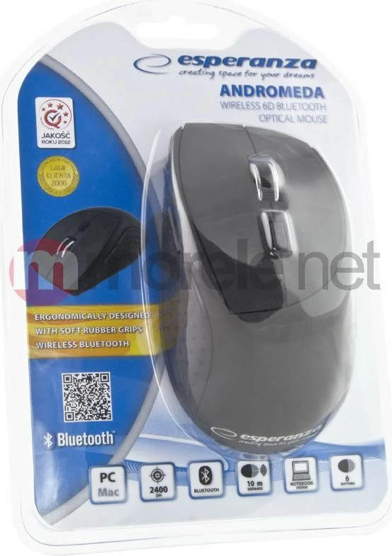 Maus Esperanza Andromeda EM123K 2400 DPI Bluetooth wireless 6 butona, e zezë 5