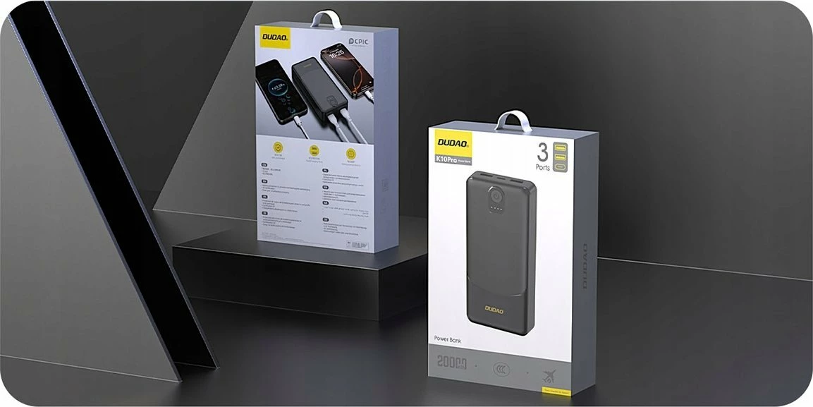 Powerbank Dudao K10Pro 20000mAh 10W 2x USB-A, i zi