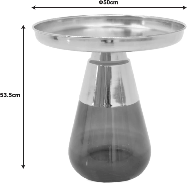 Set tavolinash kafeje Kunlo Inart 2 copë, krom i artë-xham i zi