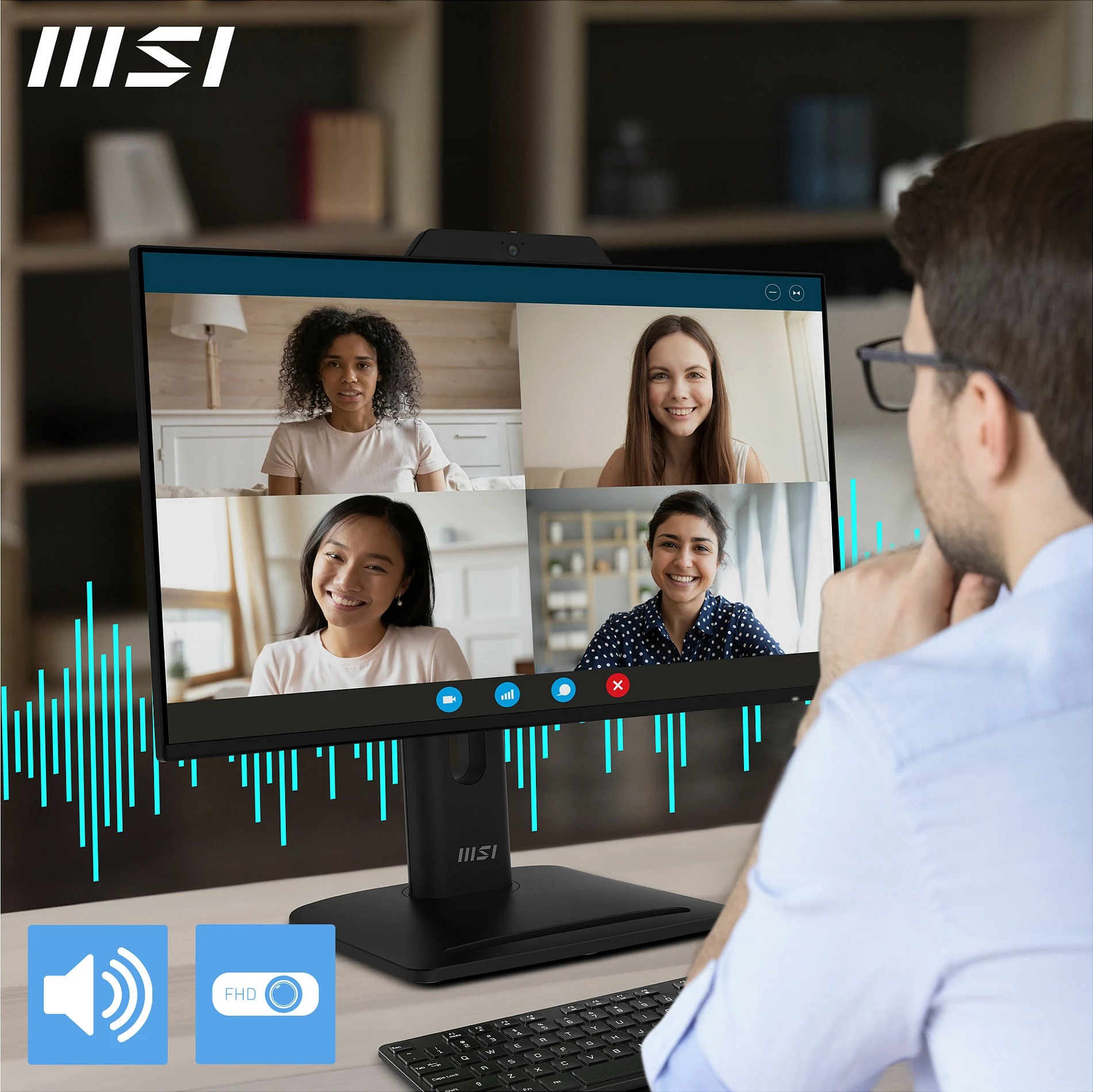 Monitor MSI PRO MP242PMGDE 24", IPS, FHD, 120Hz, 1ms, me kamerë, USB hub, i zi