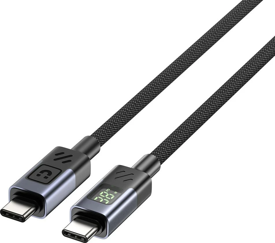 Kabllo USB-C Unitek USB-C/USB-C, 1m, 60W, me ekran, e zezë