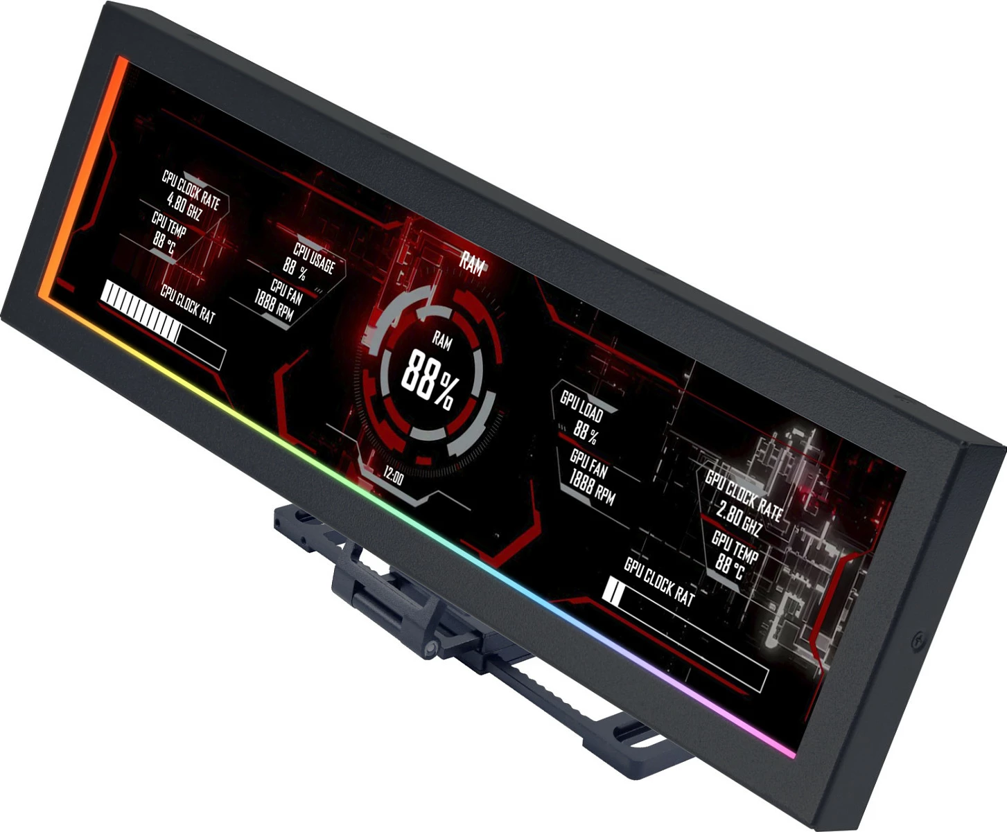 Ekran universal Lian Li 8.8 inç, 5V, për kasë PC, i zi