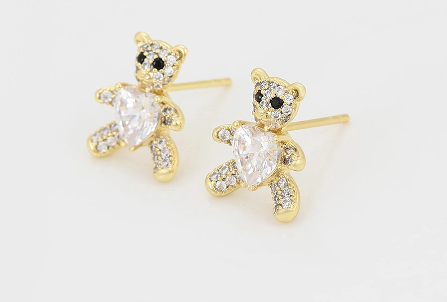 Vathë Xuping të praruar në ar 14 karatësh VA2B, në formë ariu, artë/bardhë