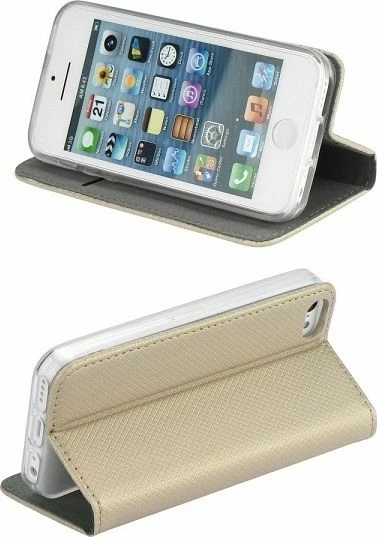 Mbështjellës NoName Smart Magnet Book për Samsung A32 5G A326, lëkurë natyrale, mbyllje magnetike, funksion stand, i artë