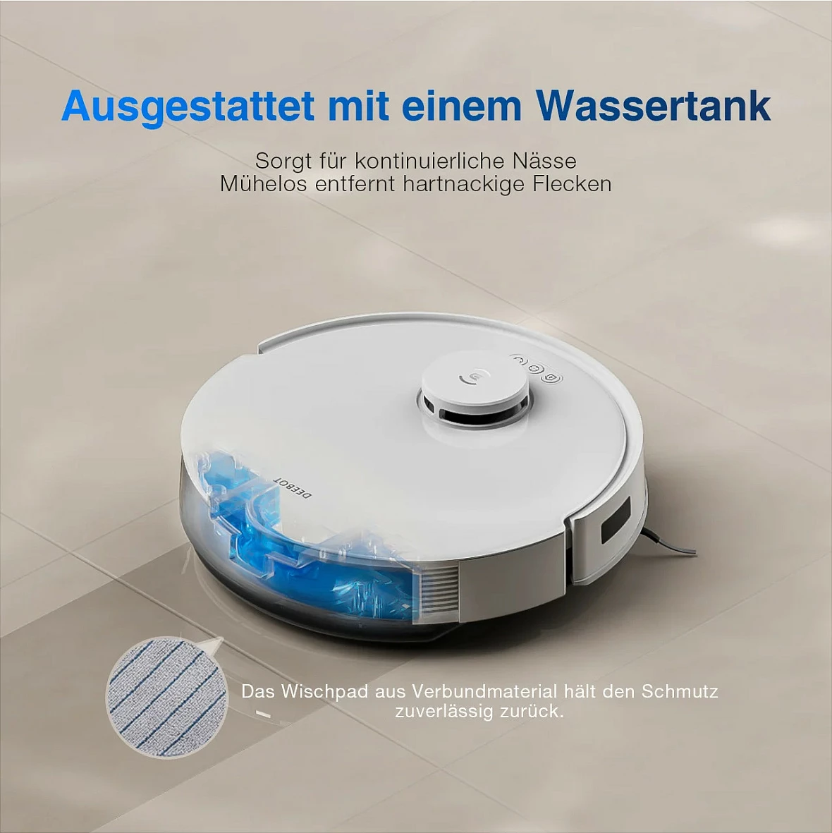 Robot fshesë ECOVACS Deebot N20 Plus, 8 kPa, 5200 mAh, stacion pa qese, me mop, i bardhë
