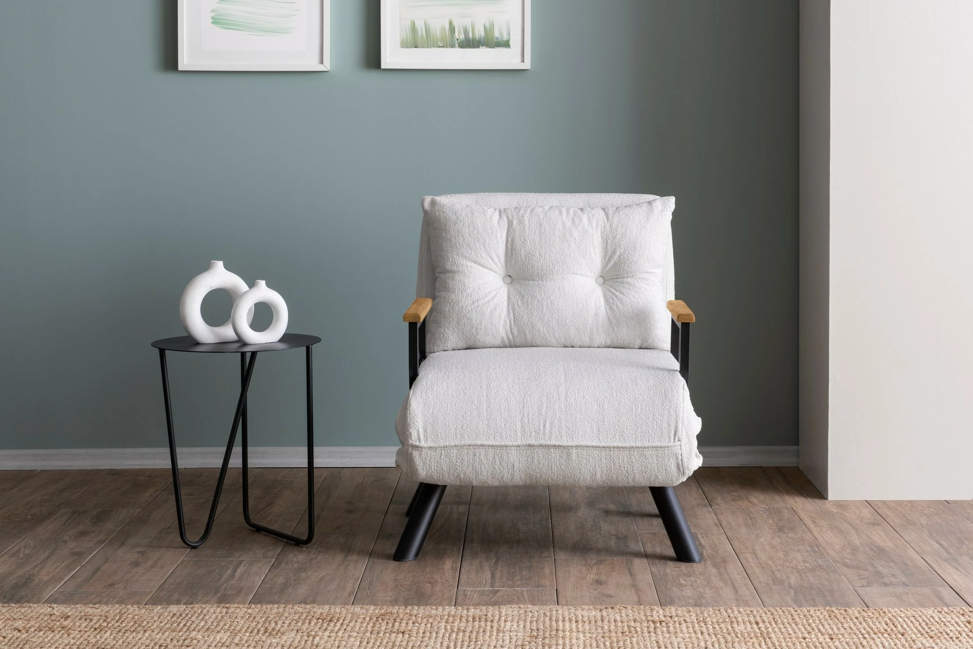 Krevat-karrige një vendës, Atelier del Sofa, Sando Single, teddy e bardhë