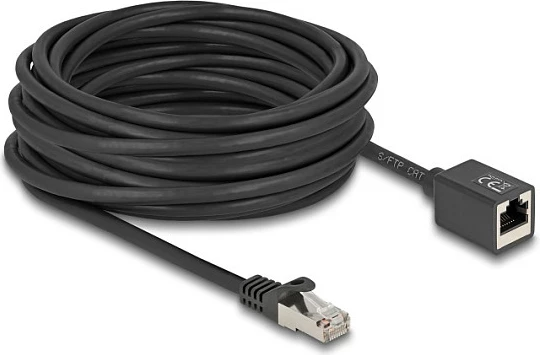 Kabllo rrjeti DeLOCK 90323, Cat6a, 10 m, S/FTP, RJ-45 mashkull në RJ-45 femër, e zezë