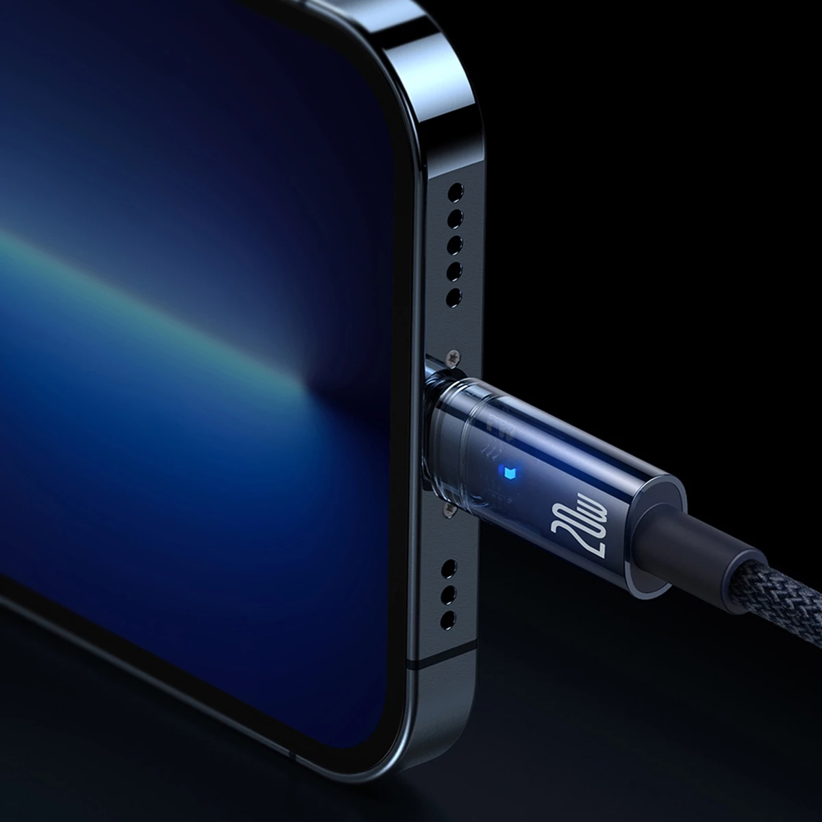 Kabllo Baseus Explorer USB-C në Lightning, 1m, 20W, Kaltër