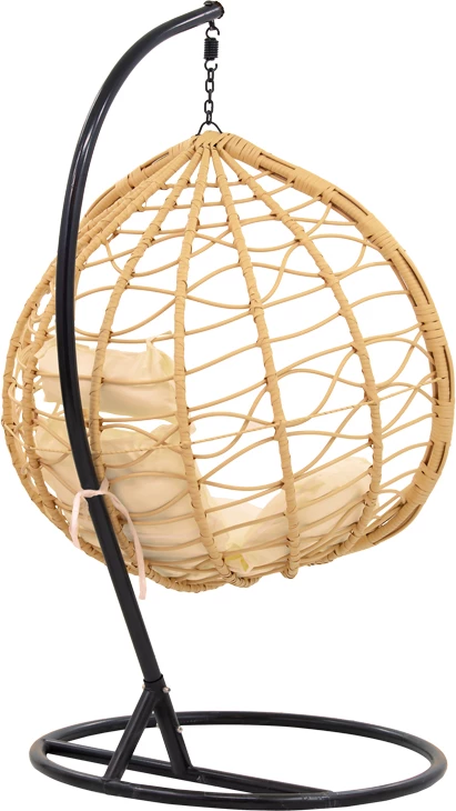 Karrige varëse Hudson, metalike, ngjyrë e zezë-pp natyrale-jastëk bezhë, 109x119x195cm