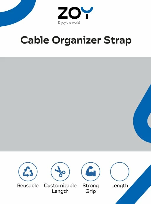 Organizer kabllosh ZOY Rzep Velcro 1 m, i zi, 1 copë