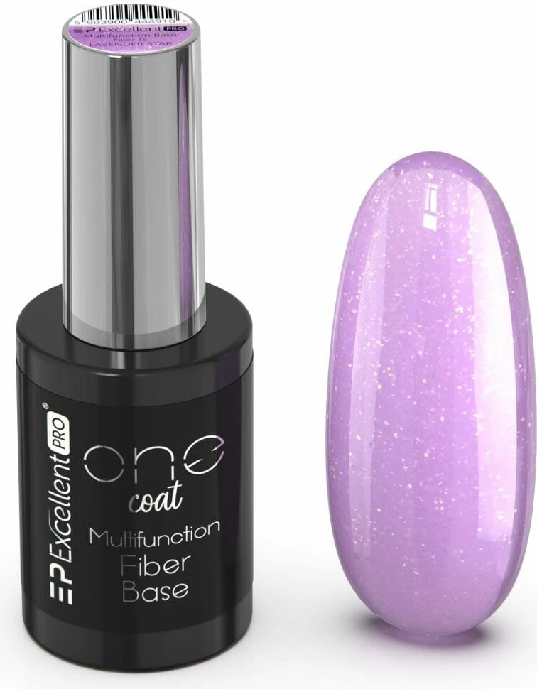Bazë hibride për thonj për femra Excellent PRO One Coat Multifunction Fiber Base Lavender Star, 11g