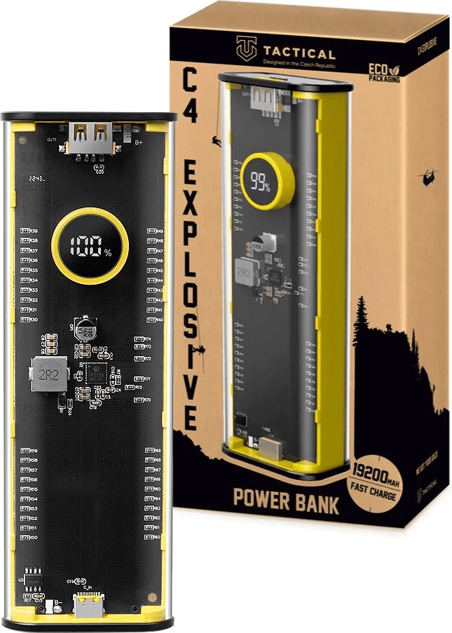 Powerbank Tactical C4 Explosive 19200 mAh 22.5W me display, black/yellow