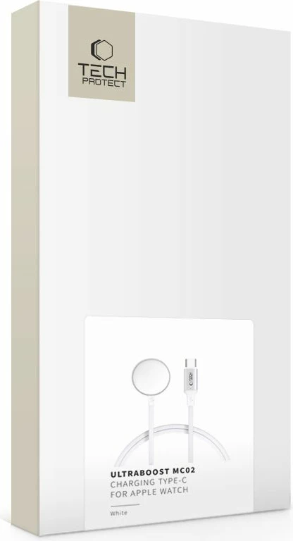 Karikues induktiv Tech-Protect UltraBoost MC02 për Apple Watch, USB-C, 1m, Bardhë