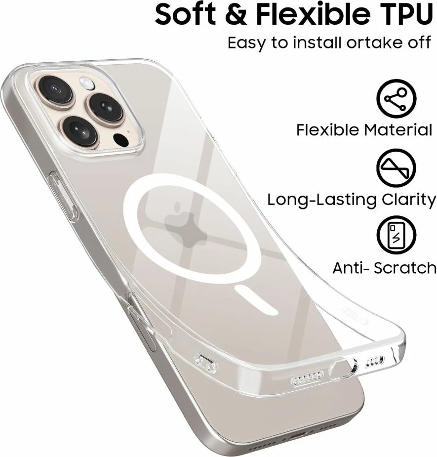 Mbështjellës Tech-Protect FlexAir MagSafe për iPhone 16 Pro Max, Transparent