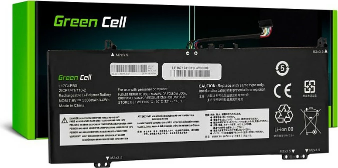 Bateri laptopi Green Cell për Lenovo IdeaPad 530S-14ARR/530S-14IKB dhe Yoga 580, 5800mAh, e zezë