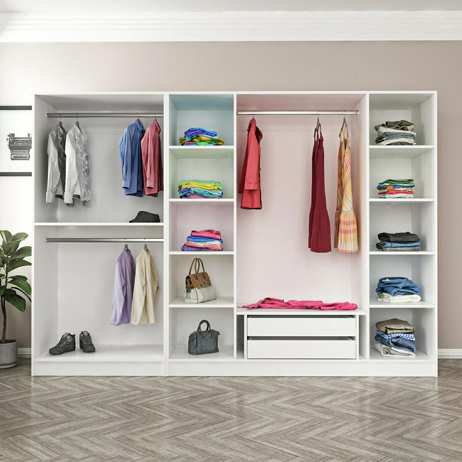 Dollap Skye Decor, kale mebran, 8393, i bardhë, 270x190x52cm
