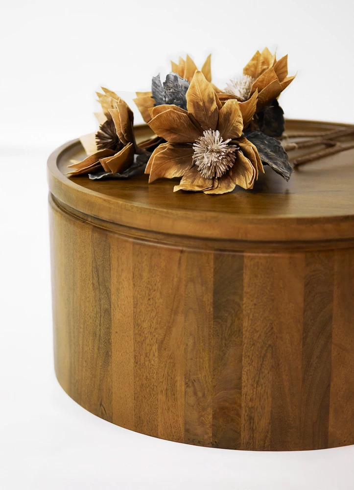 Tavolinë kafeje Arab, dru mango, ngjyrë arre, 80x80x40 cm