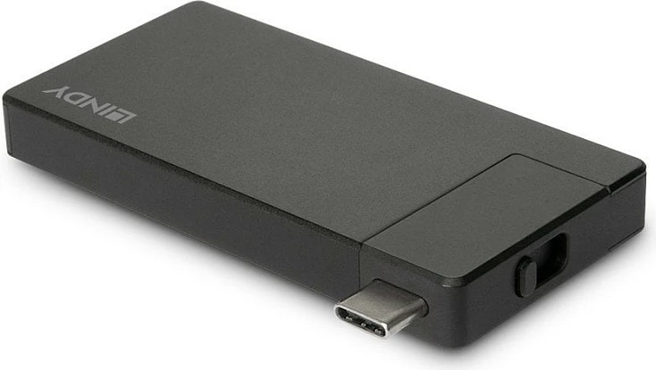 Docking station USB-C LINDY DST-Micro, 4K HDMI, USB-A 5Gbps, USB-C PD 60W, e zezë