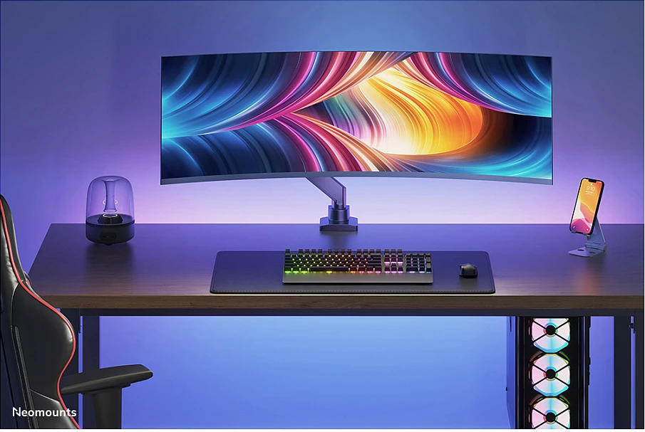 Mbajtës tavoline Neomounts NM-D775BLACKPLUS, për ekrane të lakuara, 49", i zi