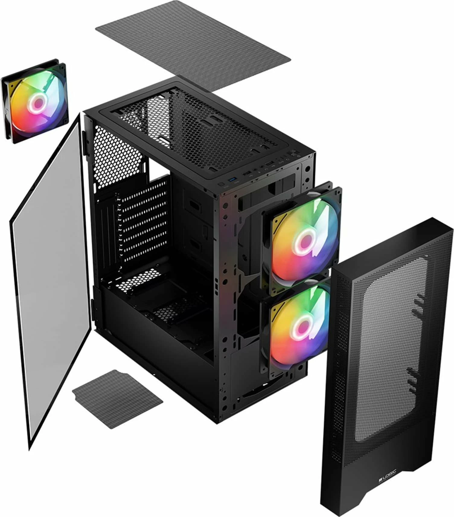 Kasë Logic Concept Arya ARGB (AT-ARYA-10-000000-0002) Midi Tower ATX, me xham të temperuar, pa furnizim energjie, e zezë