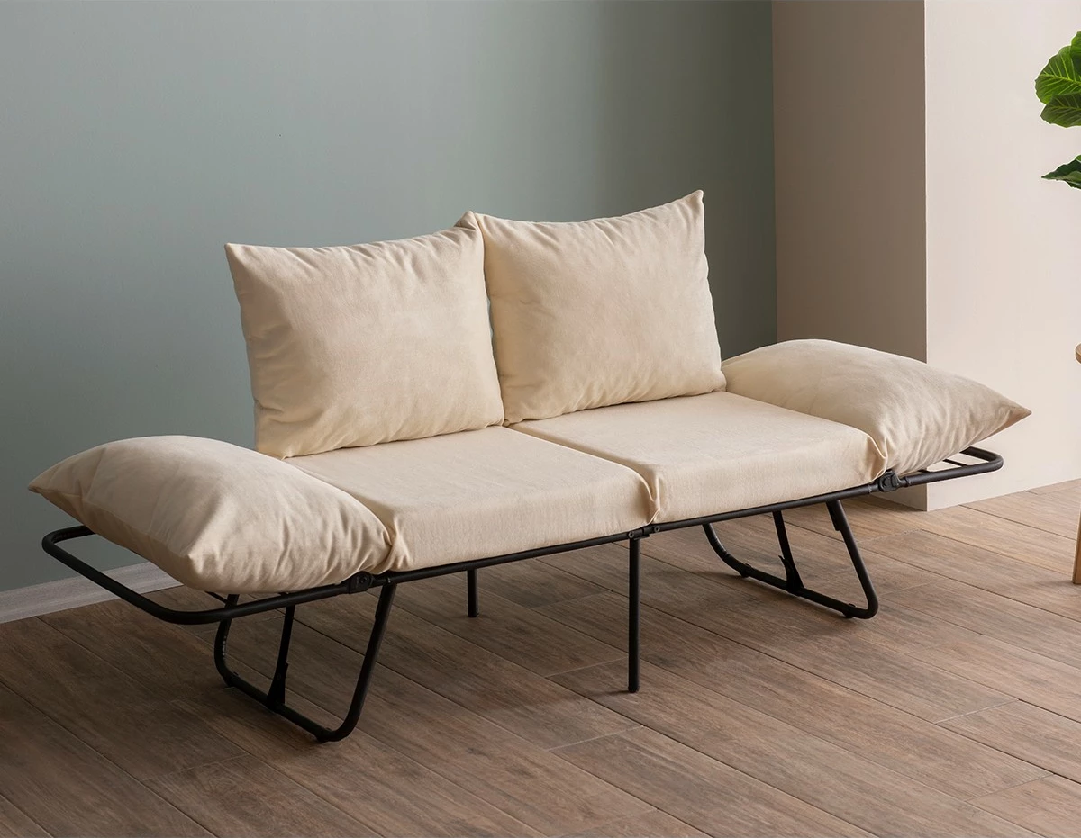 Divan-krevat dy ulëshe, Atelier del Sofa, Viper, ngjyrë krem e çelët