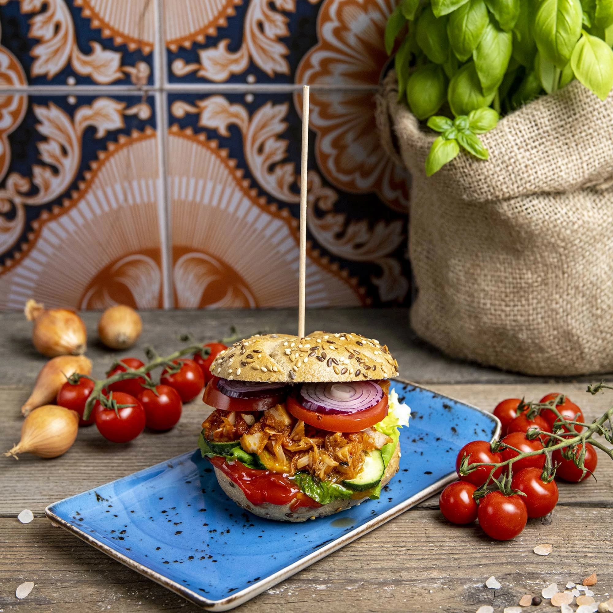 Pjatë servimi Fine Dine Iris 215x180 mm, porcelan, blu, set 6 copë