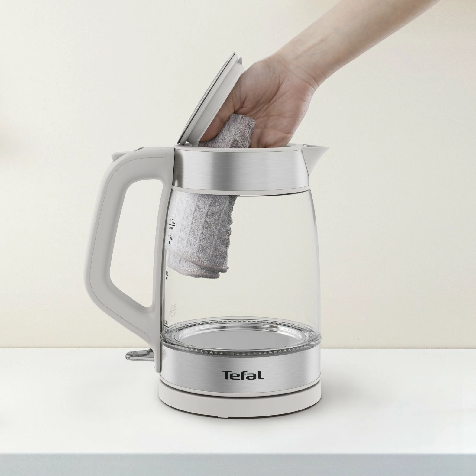 Çajnik elektrik Tefal KI605B30 1.7L 2200W, argjendtë/transparent