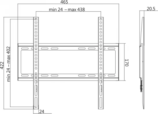 Mbajtëse për TV LogiLink, 32–55", hiri