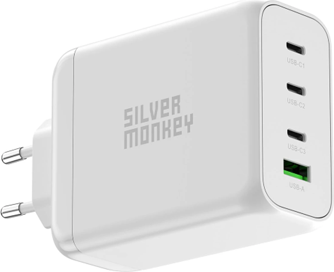 Karikues muri Silver Monkey SMA154, 200W, 3x USB-C PD, 1x USB-A QC 3.0, i bardhë