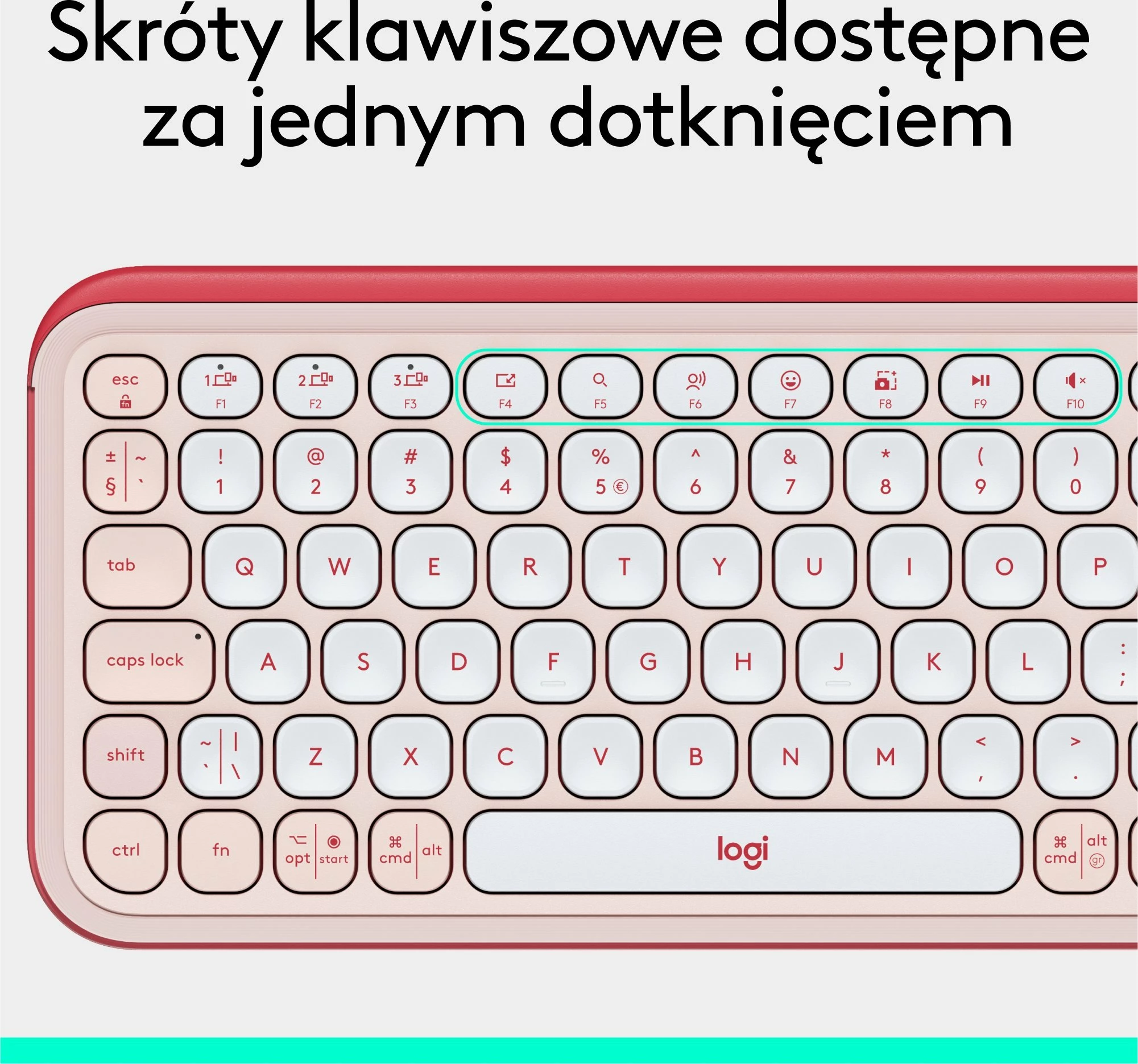Tastierë pa kabllo Bluetooth Logitech POP Icon Keys 920-013073, US INTL, pa numpad, rozë