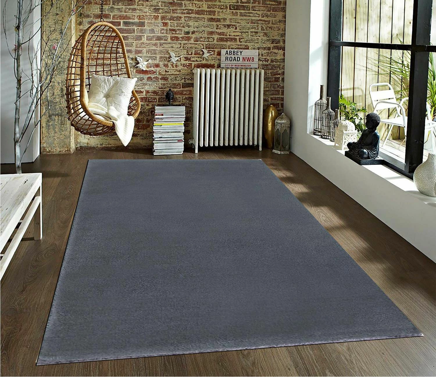 Qilim për korridor, ngjyrë gri e errët, 100x200cm, Conceptum Hypnose, soft plush