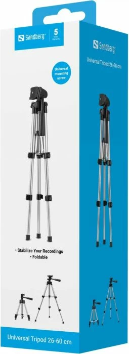 Tripod universal Sandberg 134-26 26-60 cm, 2.5 kg, 1/4\" thread, argjendtë/zi