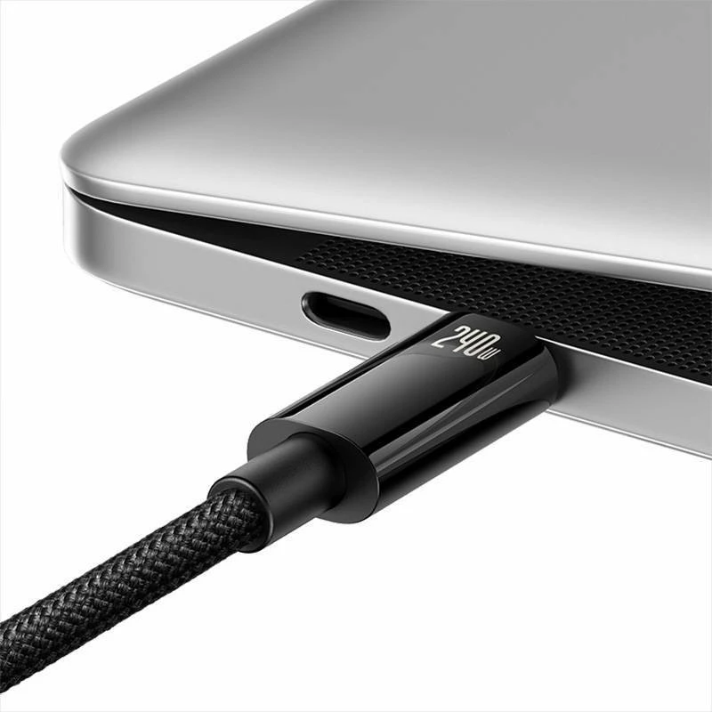 Kabllo USB-C në USB-C Baseus Tungsten Gold CAWJ040201 3m 240W PD3.1 480Mbps e zezë