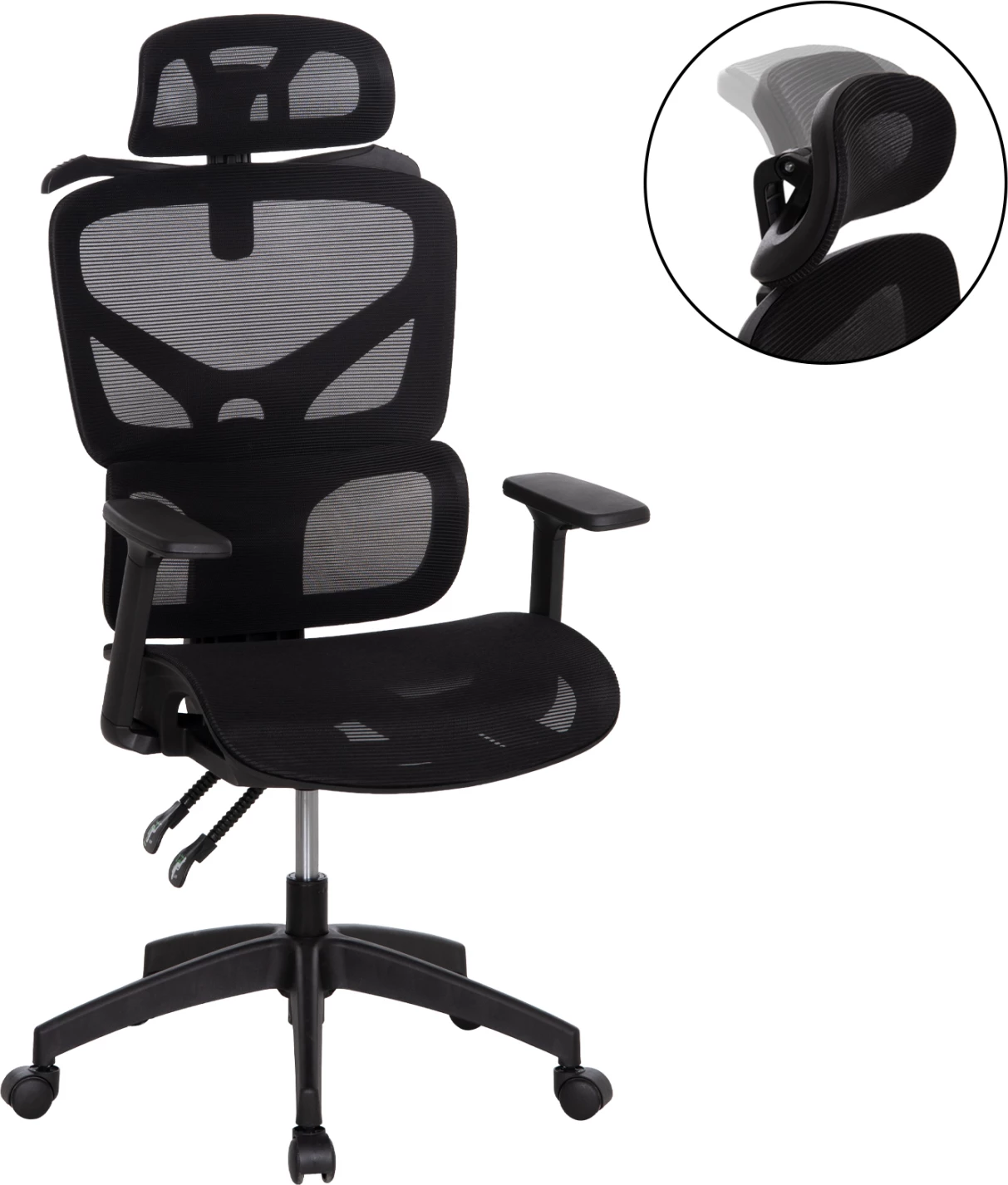 Karrige zyre ergonomike, rrjetë e zezë, FH1227.01, 68x68x120-130cm