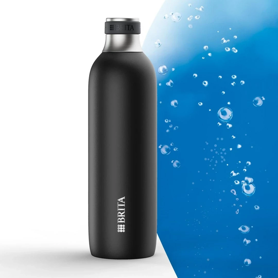 Shishe BRITA sodaTRIO, 1 l, Inox, E zezë