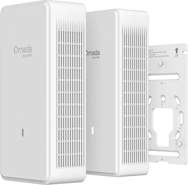 Access point TP-Link Omada EAP775-Wall, Wi‑Fi 6E tri-band 9300 Mbit/s, 5x RJ45 2.5GbE/1GbE, PoE, i bardhë