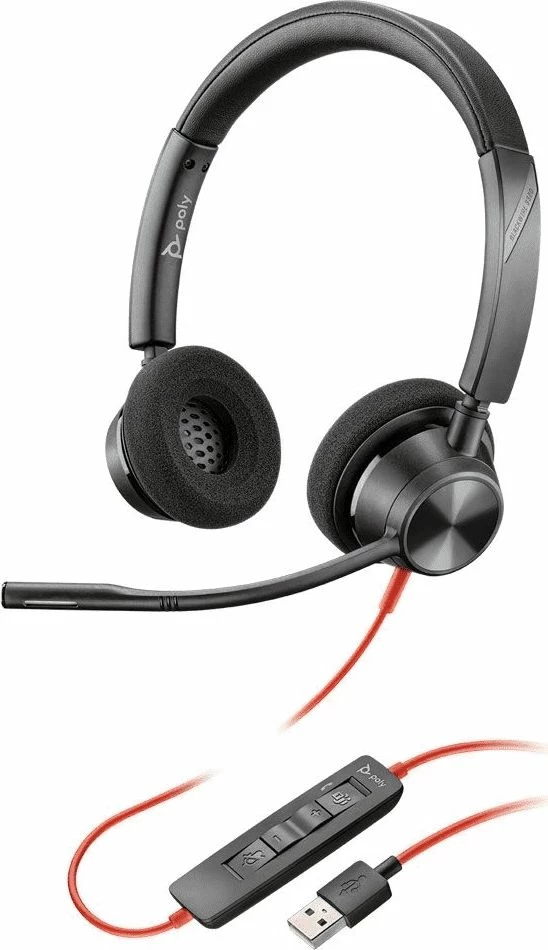 Kufje me mikrofon Plantronics Blackwire C3320 USB-A me kabllo, stereo, me kontroll në kabllo, të zeza