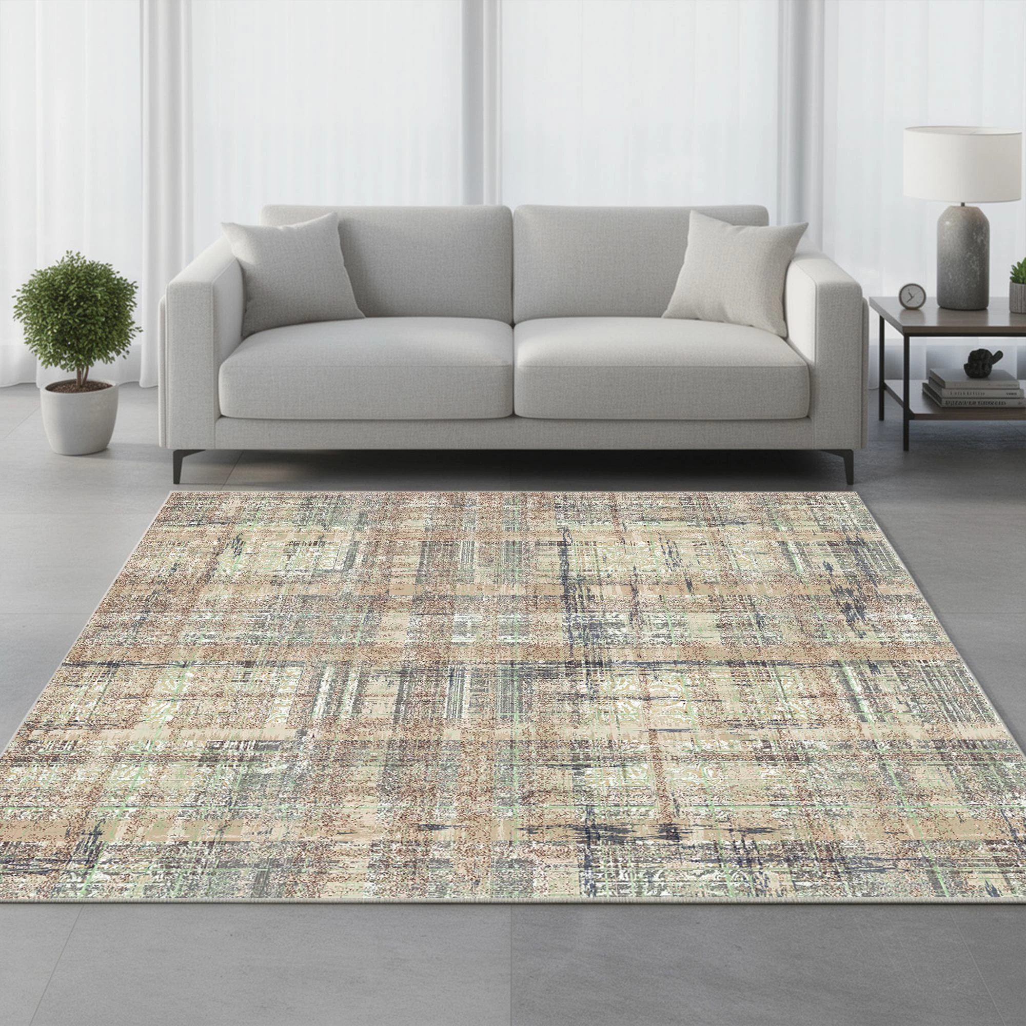 Qilim Conceptum Hypnose, 160x230cm, Exfab288-Klm, ngjyrë mink, e gjelbër, gri