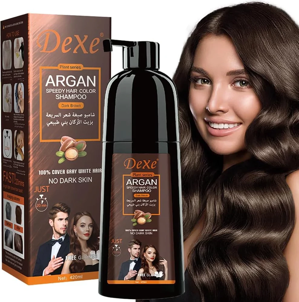 Shampo ngjyrosës Dexe Dark Brown Argan Speedy, 420 ml