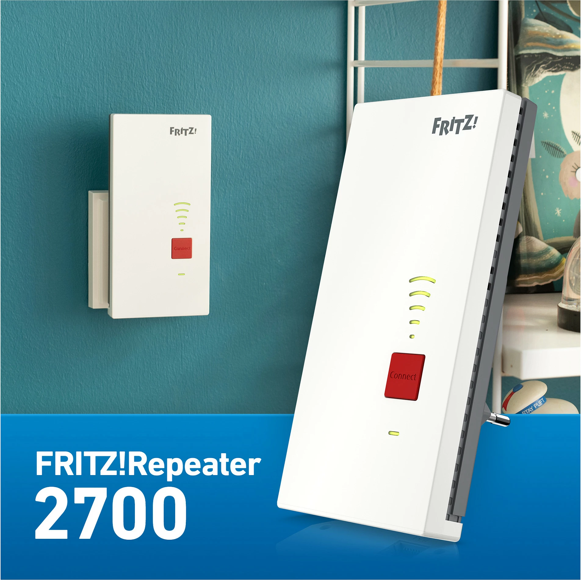 Repeater Wi-Fi FRITZ! Mesh Set 2700, Wi-Fi 7, dual-band, 2.5GbE, 3 copë, bardhë/gri
