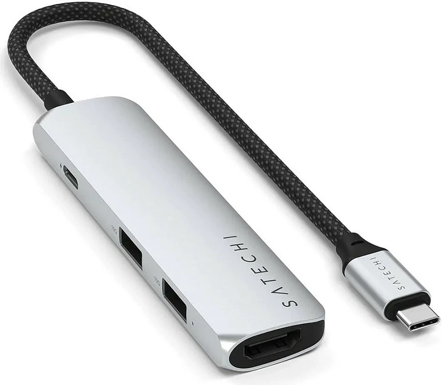 Hub USB-C Satechi ST-P4SS, adapter 4-në-1, argjendtë